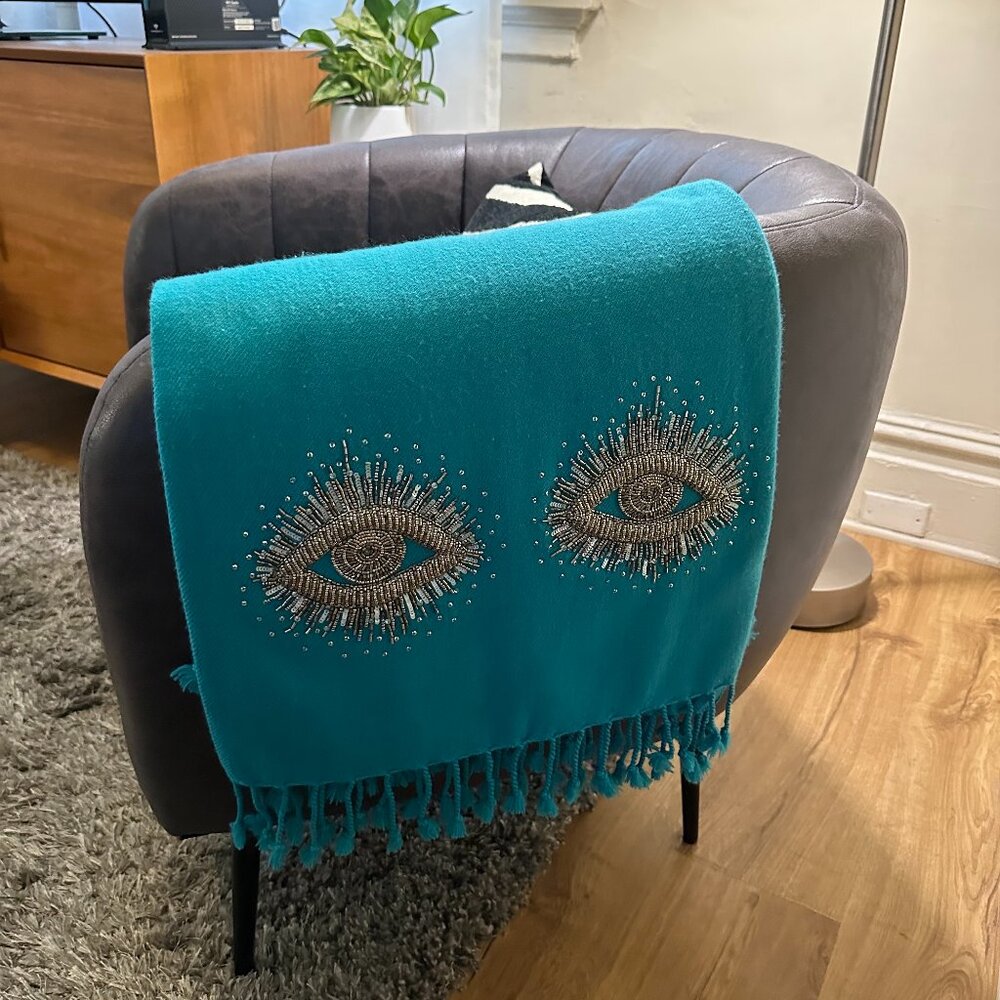 Jonathan Adler "Muse Eyes" Embellished Throw Blanket.